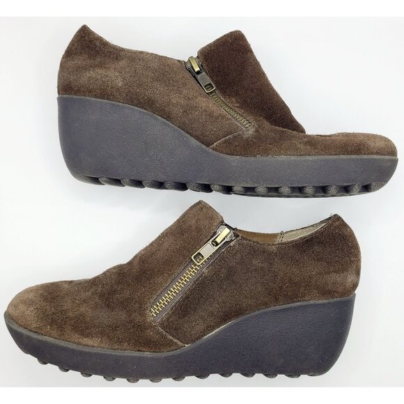 Aerosoles Boots Ankle Booties Brown Suede Wedge Heel Zip-Up Size 5.5 - Picture 5 of 11